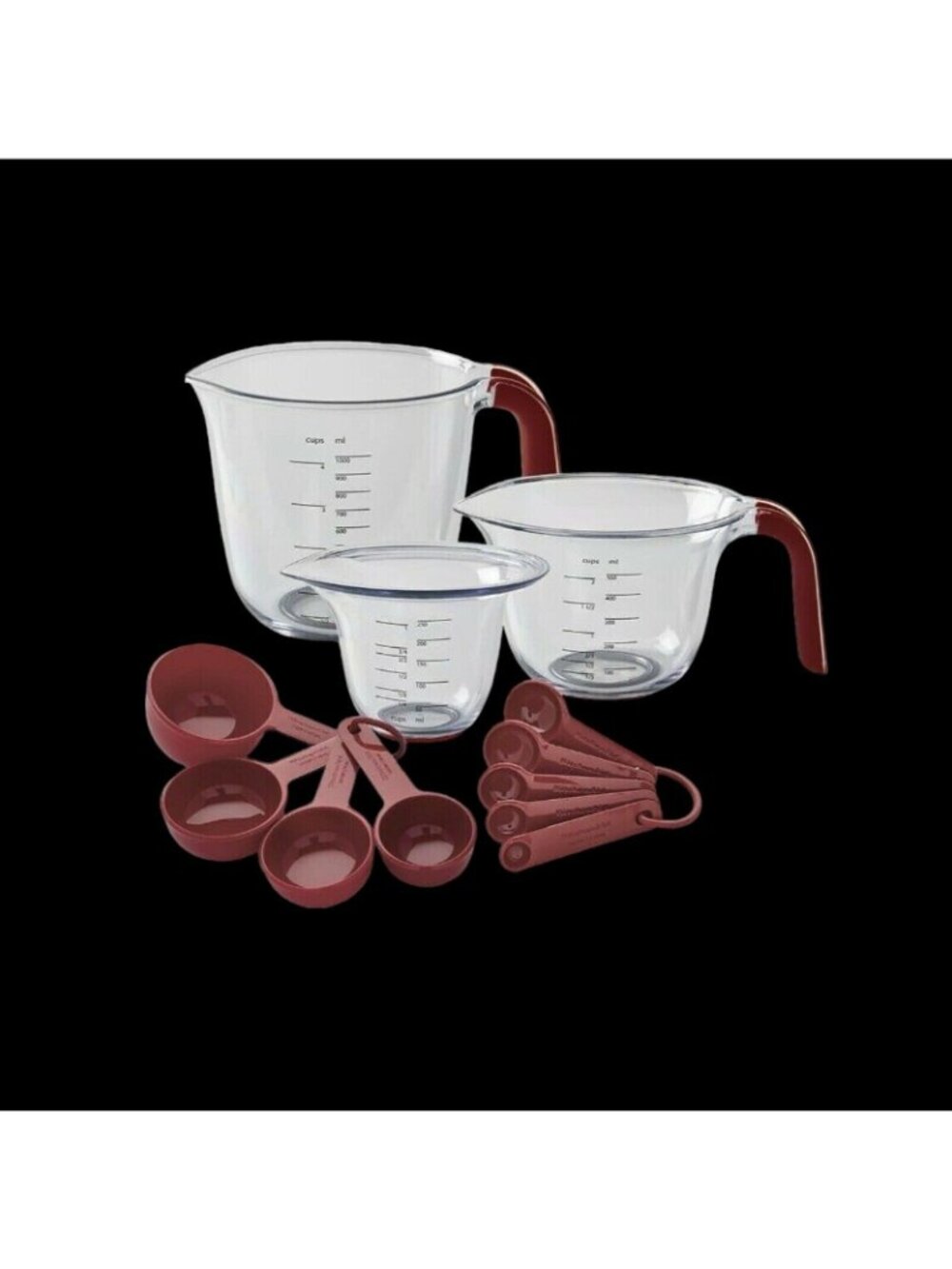 KitchenAid Measuring Set Includes Measuring Cups and Spoons Red Lot Brand New - Picture 5 of 8